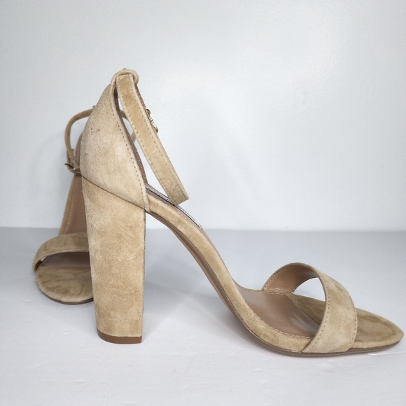 STEVE MADDEN Carrson Tan Suede Heels. - Picture 4 of 13